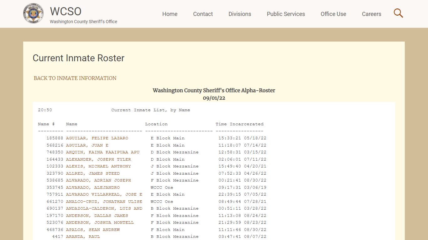 Current Inmate Roster | WCSO