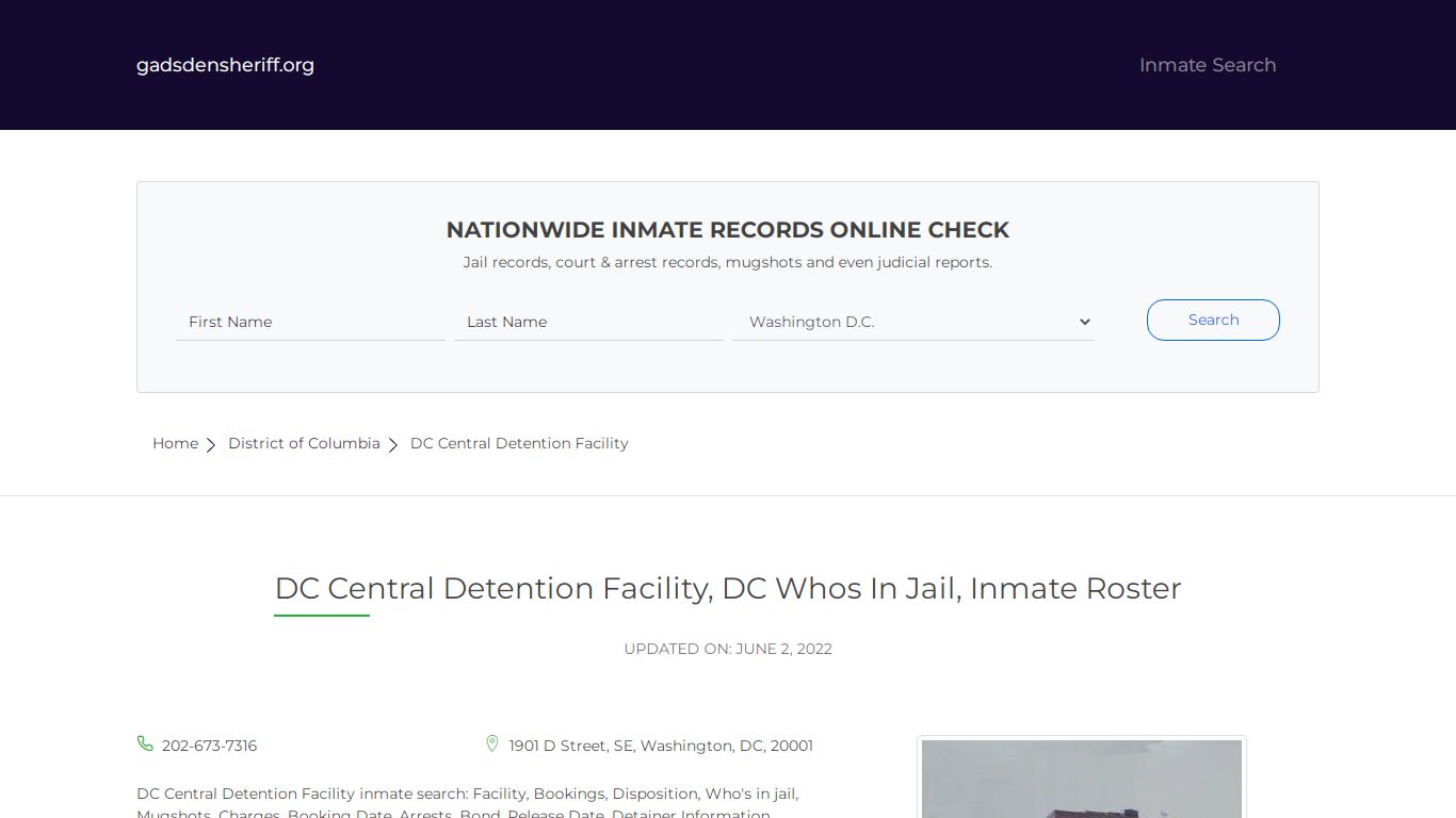 DC Central Detention Facility, DC Inmate Roster, Whos In Jail